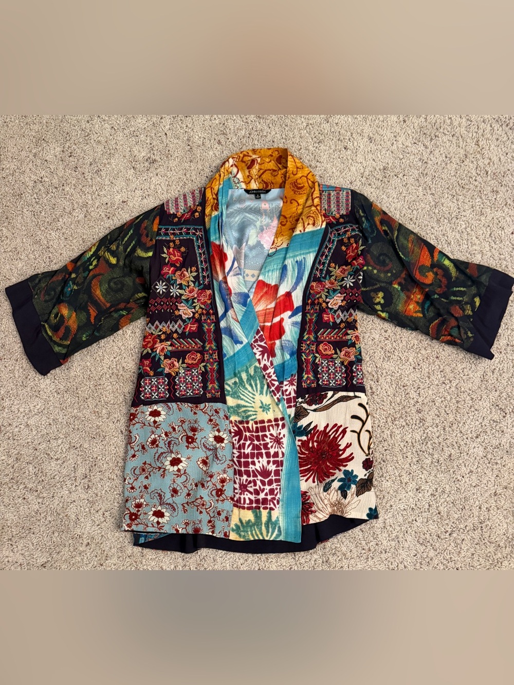 John Mark Multicolor Floral Patchwork kimono style jacket